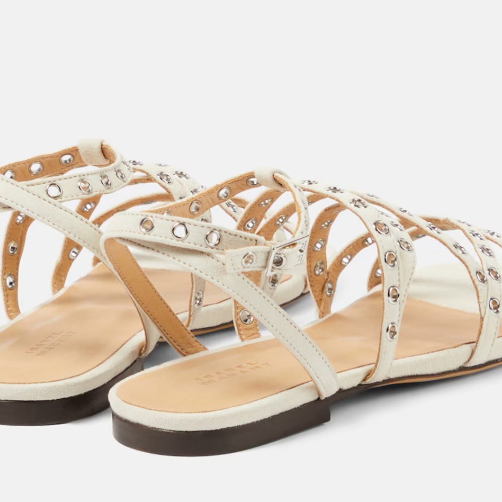ISABEL MARANT Lipa white suede sandal FR37 no box has shoe bag $655 - Picture 6 of 8